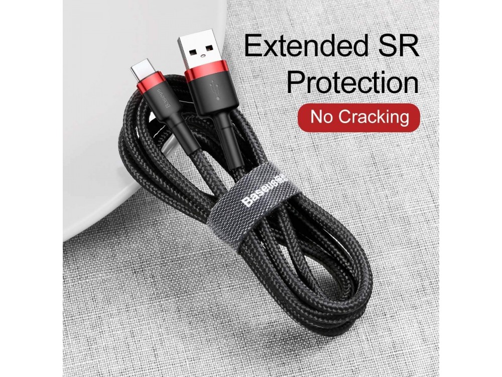Baseus Cafule Καλώδιο USB-C σε USB 2.0 3μ. με Νάυλον Ύφανση - Μαύρο & Κόκκινο