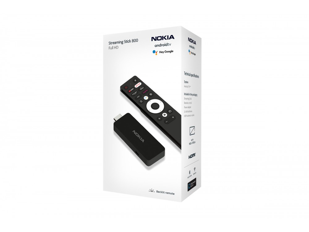 Nokia Streaming Stick 800 με Voice Remote | Android TV | HD streaming device
