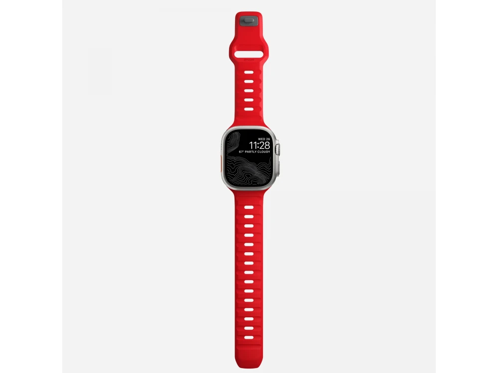 Nomad Sport Band Apple Watch Ultra 2 / Ultra 1 / 6 / SE / 9 / 8 / 7 - 45 / 49mm, Ανταλλακτικό Λουράκι Σιλικόνη, Night Watch Red