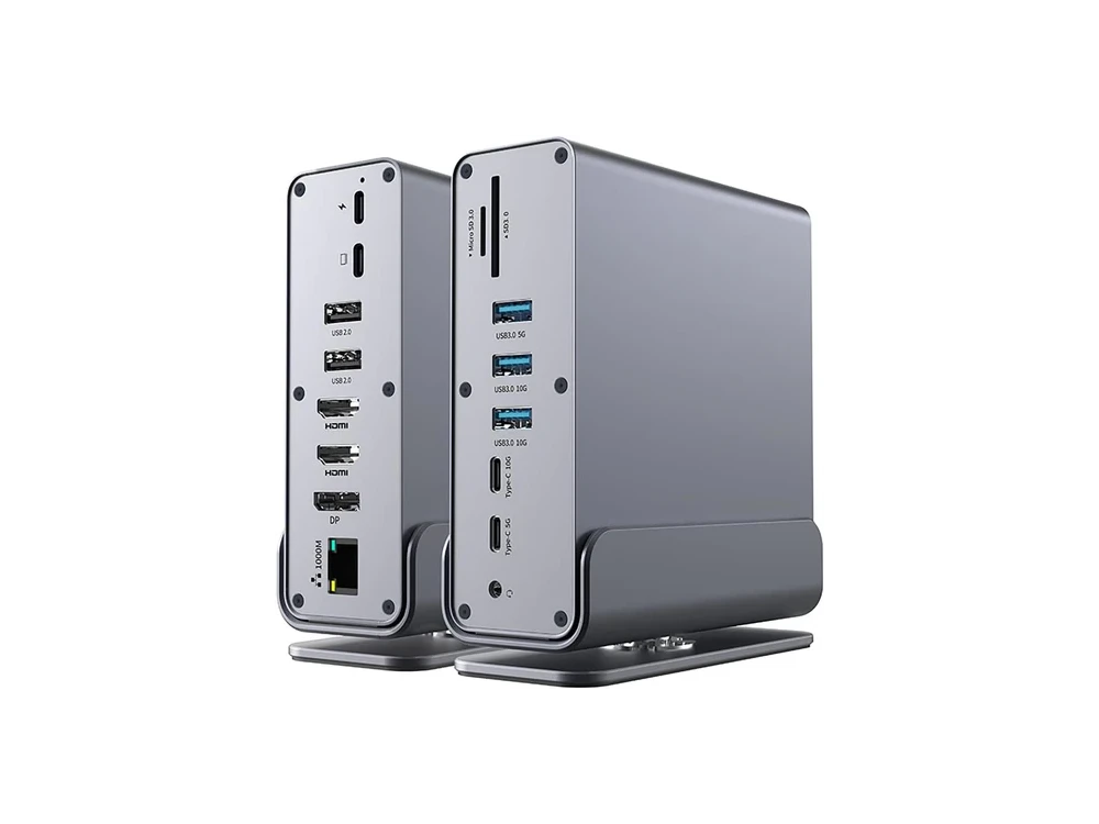 Nordic 15-in-1 USB-C Hub, Triple Display Docking Station, 4K@60Hz HDMI, USB-A & C 10Gbps, LAN 1Gbps, Card Reader & PD 100W