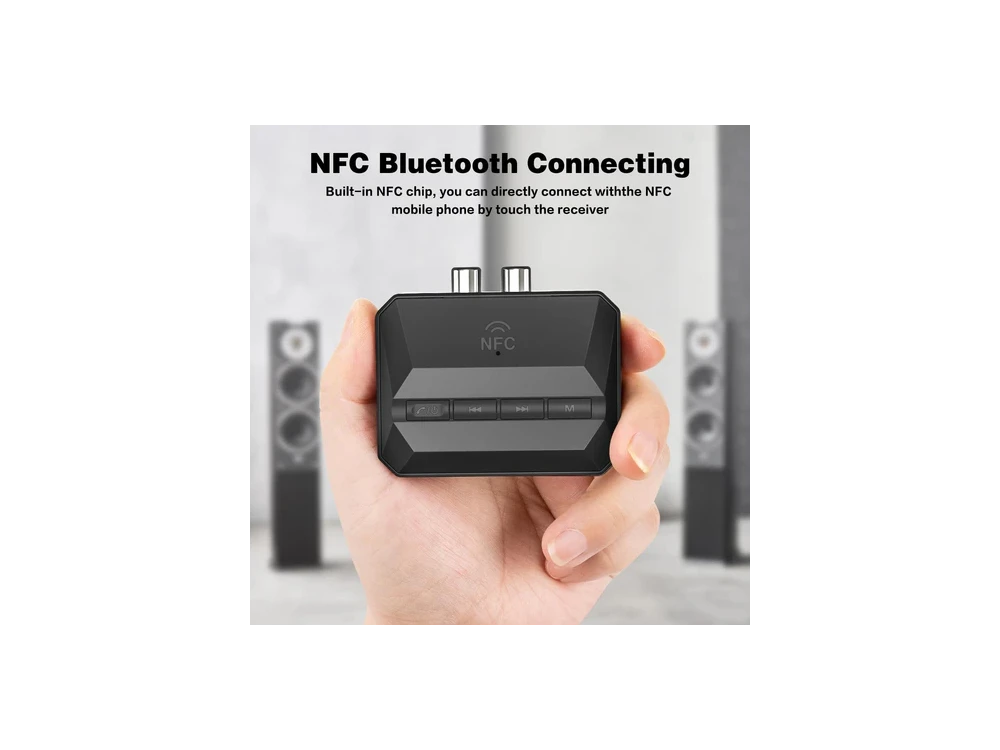 Nordic Bluetooth 5.3 2-in1 Receiver, RCA / 3.5mm AUX / MicroSD Wireless Audio Adapter, με NFC, Black