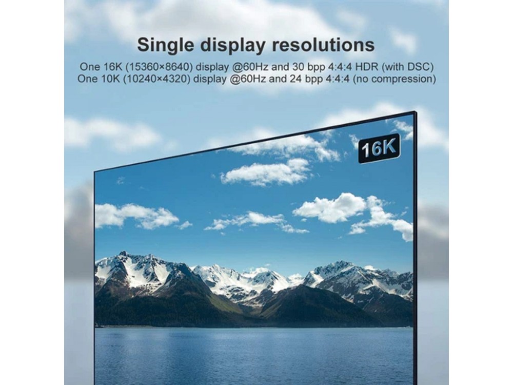 Nordic DisplayPort 2.1 Cable 3m. Gold Plated 16K@60Hz / 4K@165Hz, With Nylon Weave, Black