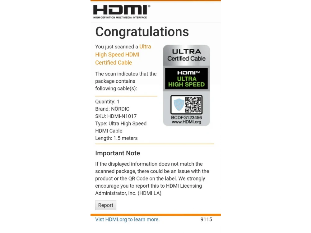Nordic HDMI v2.1, 1.5m. , 8K@60Hz, eARC, 48Gbps, HDR, Nylon Braided Cable | Ultra High Speed ​​Certified, Black