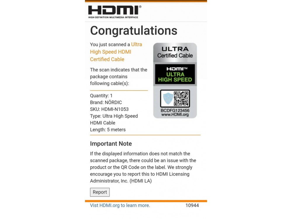 Nordic HDMI v2.1, 5m. , 8K@60Hz, eARC, 48Gbps, HDR, Nylon Braided Cable | Ultra High Speed ​​Certified, Black