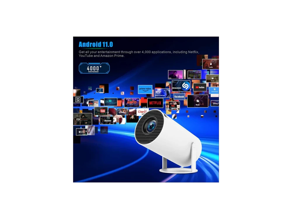 Nordic Mini Projector HD 720p, με Android 11, 3000:1 Contrast, Bluetooth 5.0 & WiFi