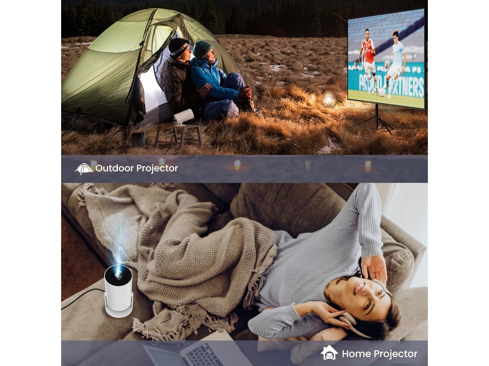 Nordic Mini Projector HD 720p, με Android 11, 3000:1 Contrast, Bluetooth 5.0 & WiFi