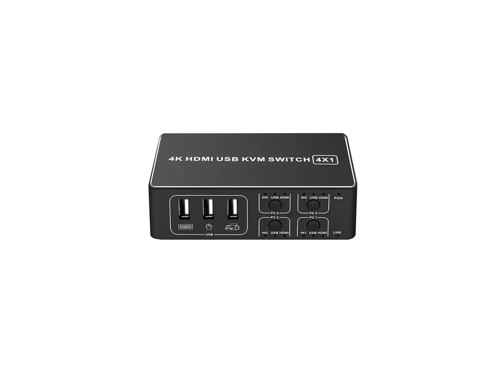 Nordic USB 2.0 & HDMI 4K@60Hz, 5 in - 4 Out, Up to 4 USB devices (Mouse, Keyboard, Scanner) & 1 Monitor to 4 PC