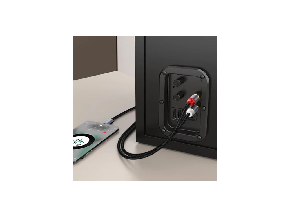 Nordic USB-C Male to 2RCA Male 2μ. Auxiliary Stereo Y Splitter Audio Cable, με Νάυλον Ύφανση