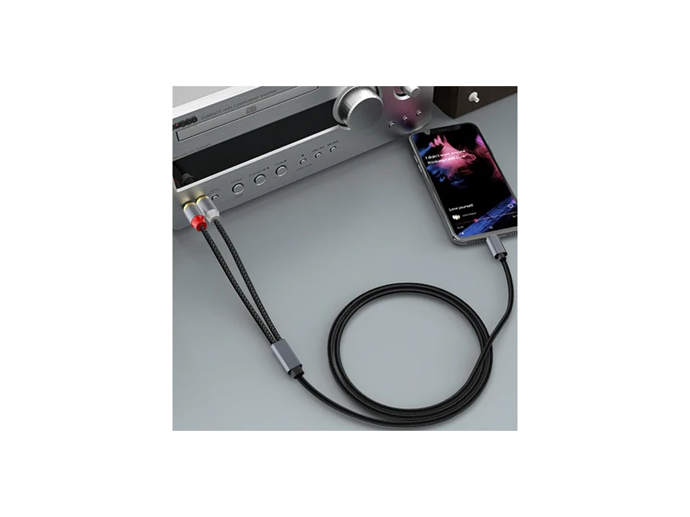 Nordic USB-C Male to 2RCA Male 2μ. Auxiliary Stereo Y Splitter Audio Cable, με Νάυλον Ύφανση