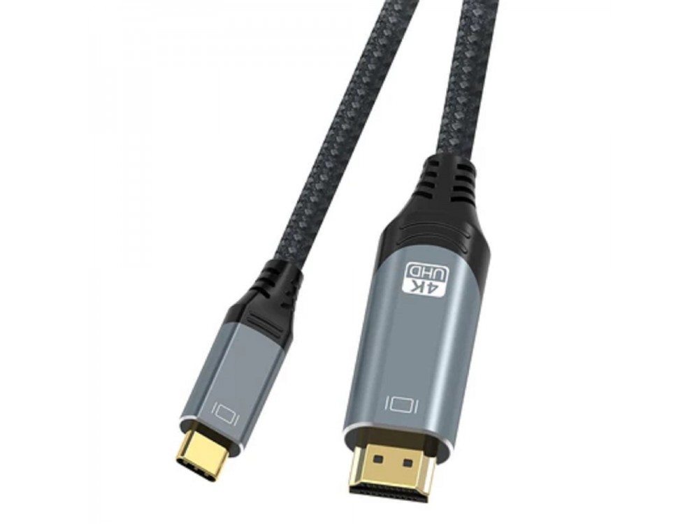 Nordic USB-C to HDMI 4K@60Hz Adapter 3μ. Καλώδιο με Νάυλον ύφανση (Thunderbolt / HDMI 2.0), Black