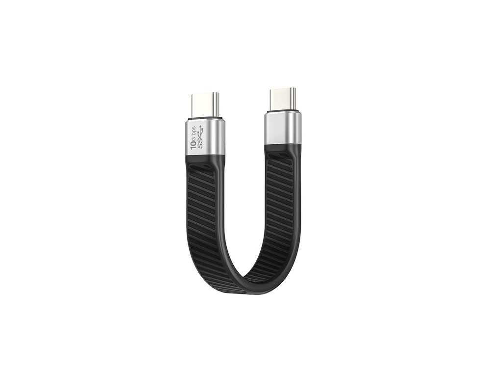 Nordic USB-C σε USB-C 3.1 Gen2 Καλώδιο 10cm Flat - USBC-N1049, Μαύρο