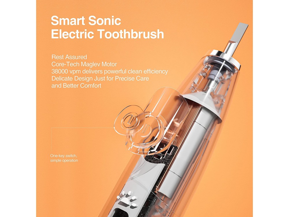 Oclean Flow Ηλεκτρική Οδοντόβουρτσα με Ίνες DuPont, 5 Brushing modes & USB-C Fast Charging, Mist White