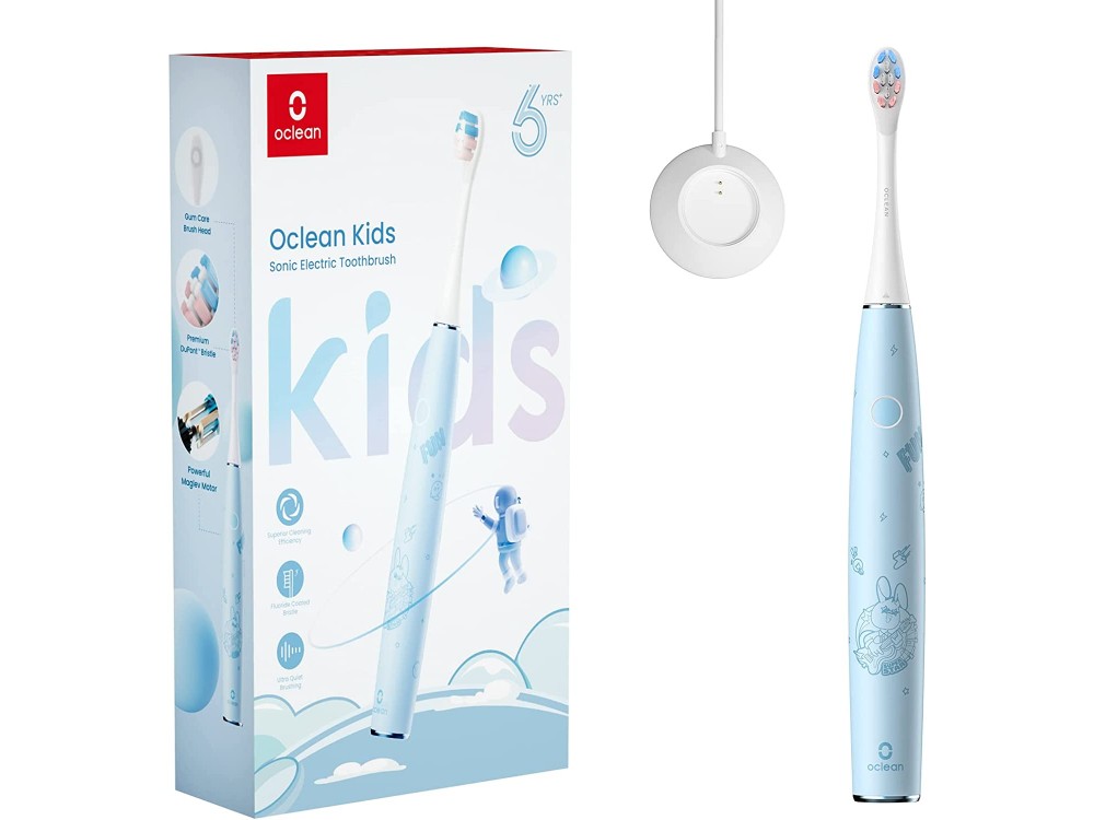 Oclean Kids Ηλεκτρική Οδοντόβουρτσα για Παιδιά με Ίνες DuPont FDA approved, Ultra-Quiet Technology & AI Pressure Senor, Blue
