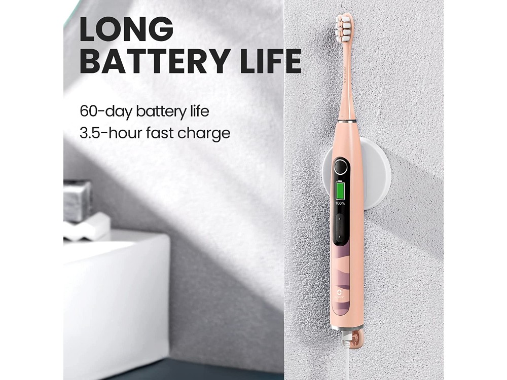Oclean X10 Smart Electric Toothbrush, with DuPont bristles, WhisperClean™ Noise Reduction, Quick Charge & Interactive Display, Pink
