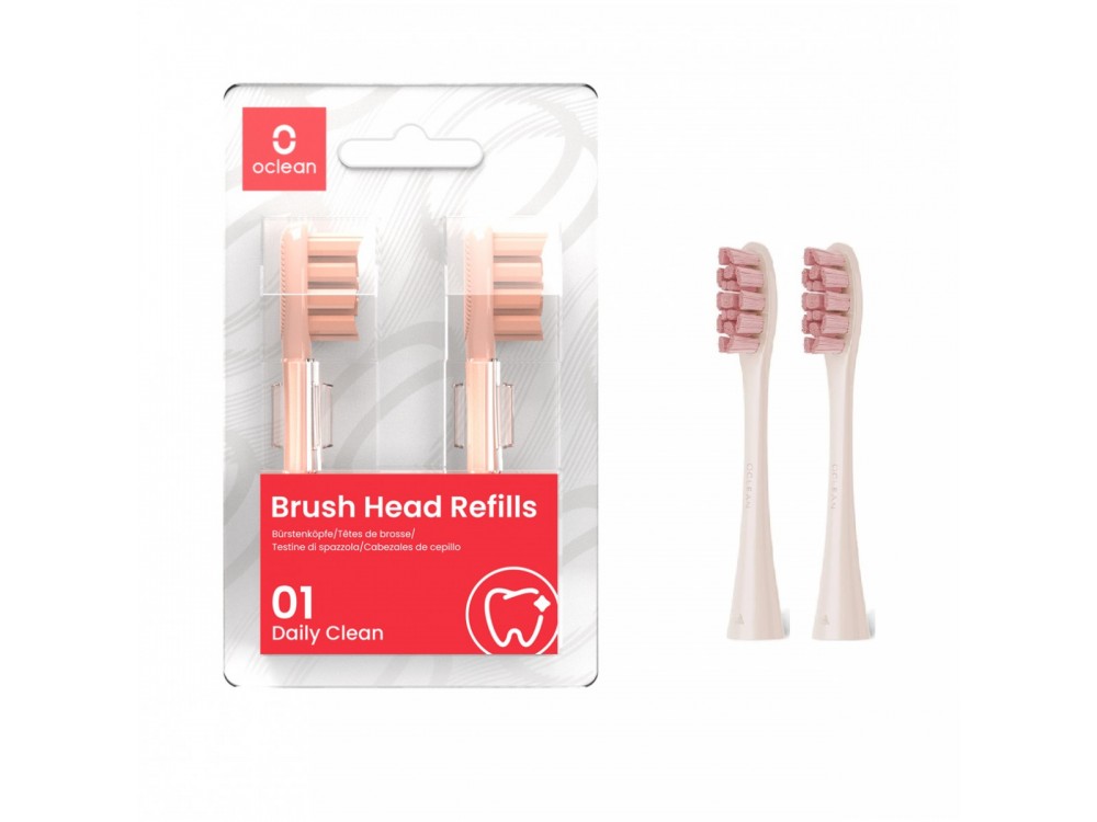Oclean Standard Replacement Head Brushes for Oclean Electric Toothbrushes, Deep Cleaning, Set of 2, Pink