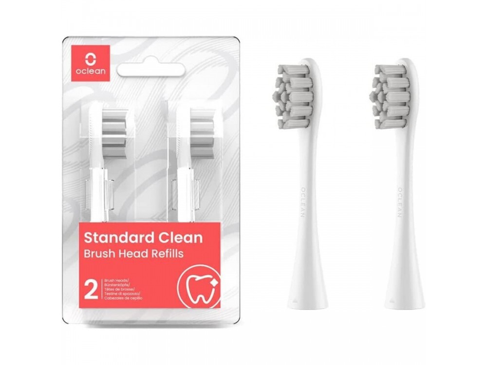 Oclean Standard Ανταλλακτικές κεφαλές για Ηλεκτρικές Οδοντόβουρτσες Oclean, Βαθύ Καθαρισμού, Σετ των 2, White