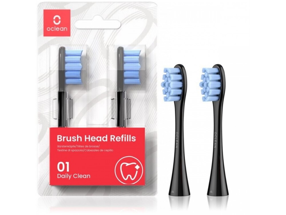 Oclean Standard Replacement Heads for Oclean Electric Toothbrushes, Deep Cleaning, Set of 2, Black