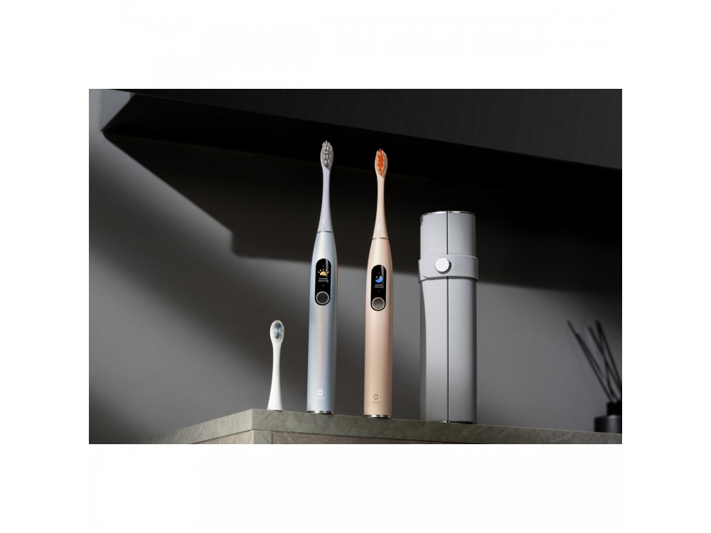 Oclean X Pro Digital Smart Ηλεκτρική Οδοντόβουρτσα με Ίνες DuPont, Quick Charge & Interactive Display, Silver