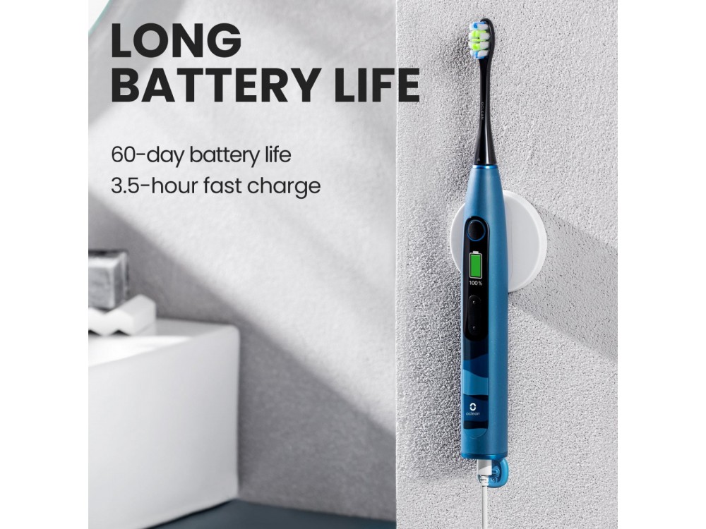 Oclean X10 Smart Electric Toothbrush with DuPont Fibers, WhisperClean™ Noise Reduction, Quick Charge & Interactive Display, Blue