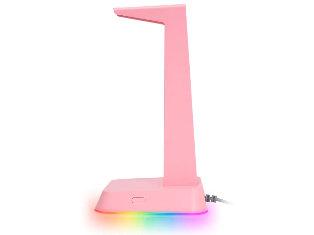 Onikuma ST-2 Headphone Stand & Hanger RGB, Base / Stand for Headset / Headphones with 3 USB Ports + 1 AUX Port, Pink