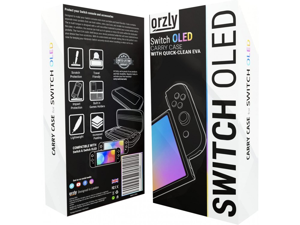 Orzly Nintendo Switch OLED θήκη μεταφοράς για συσκευή και παρελκόμενα, White