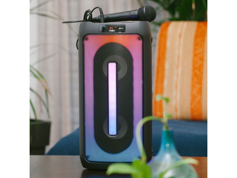 Osio OBT-8020 Portable Bluetooth Speaker 60W RMS with USB, LED, AUX, TWS, Built-in Microphone and Battery Life Up to 5 Hours