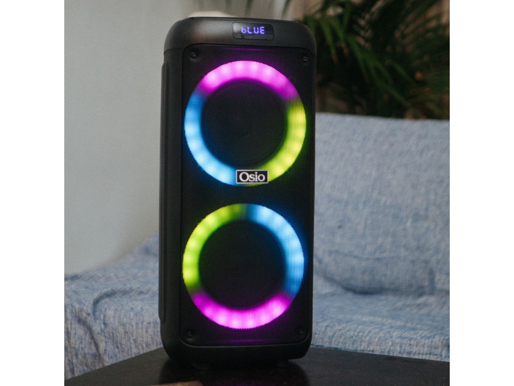 Osio OBT-8030 Φορητό Ηχείο Bluetooth 80W με USB, LED, AUX, FM,TWS, Ενσωματωμένο Μικρόφωνο & Τηλεχειριστήριο