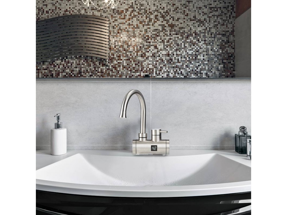 Osio OHF-2045 Electric instant water heater wall-mounted faucet with stainless steel screen for bathroom 3300W