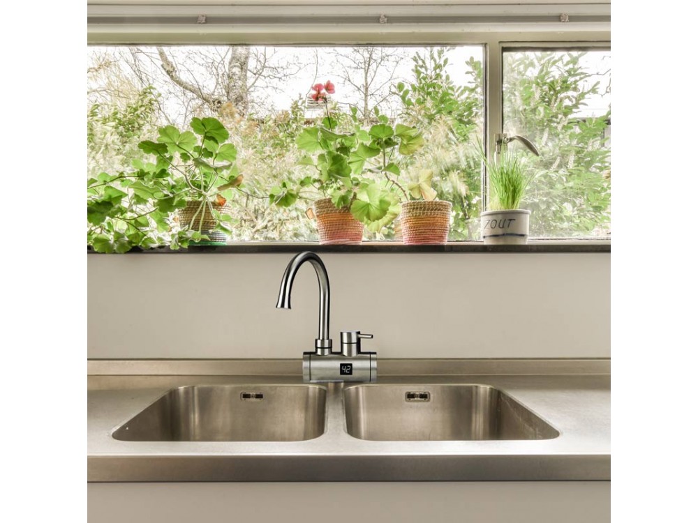 Osio OHF-2045 Electric instant water heater wall-mounted faucet with stainless steel screen for bathroom 3300W