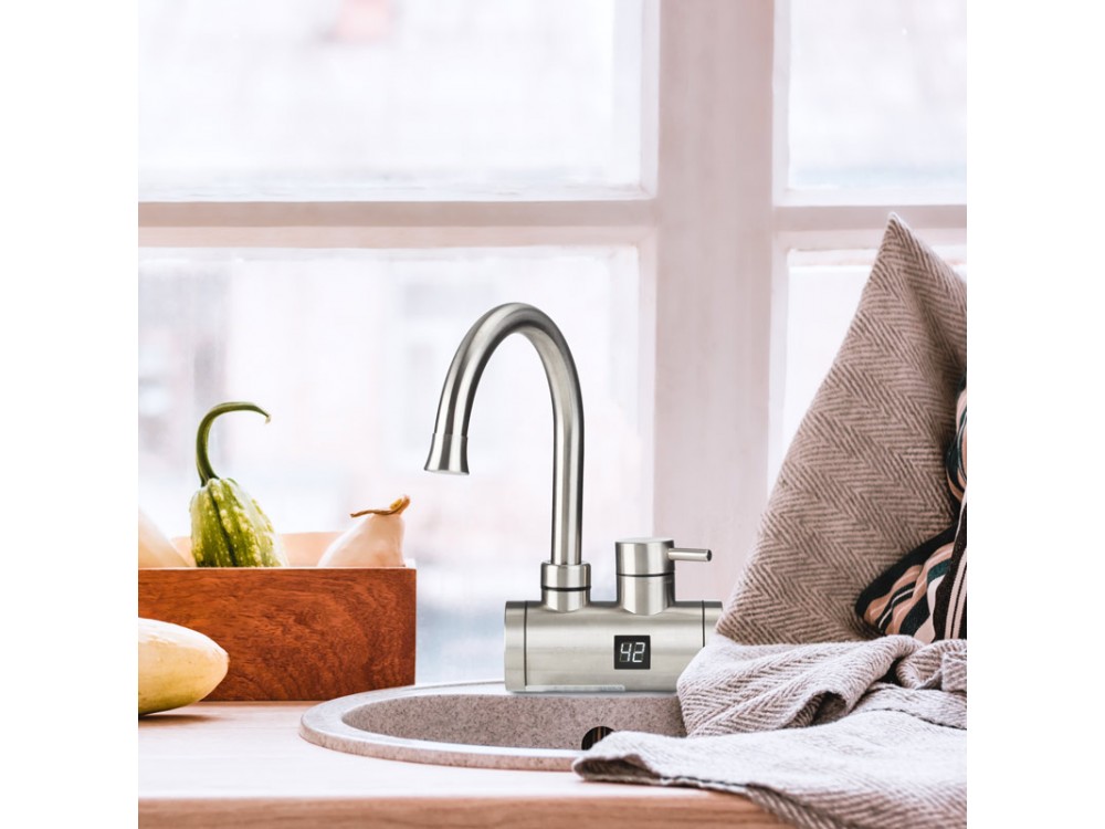 Osio OHF-2045 Electric instant water heater wall-mounted faucet with stainless steel screen for bathroom 3300W