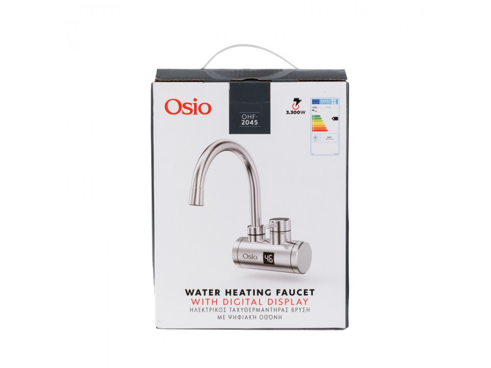 Osio OHF-2045 Electric instant water heater wall-mounted faucet with stainless steel screen for bathroom 3300W