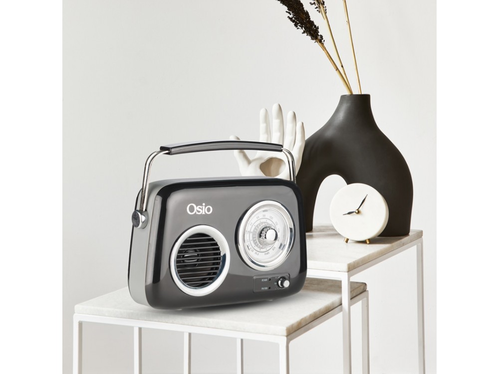 Osio OPR-3040B Retro Portable Analog Radio 24W with Bluetooth, AUX, USB, FM, Subwoofer & Battery Life up to 7 Hours, Black