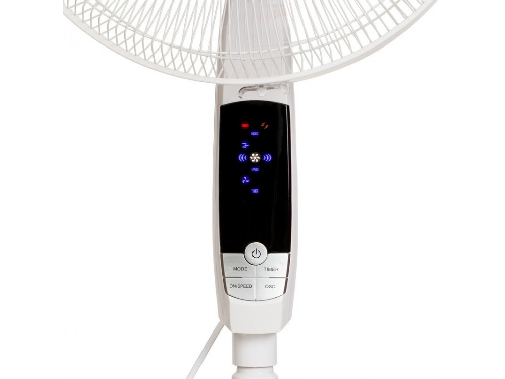 Osio OSF-9010 3-Speed ​​Floor Fan 16”, 50W, with Display & Remote Control, White