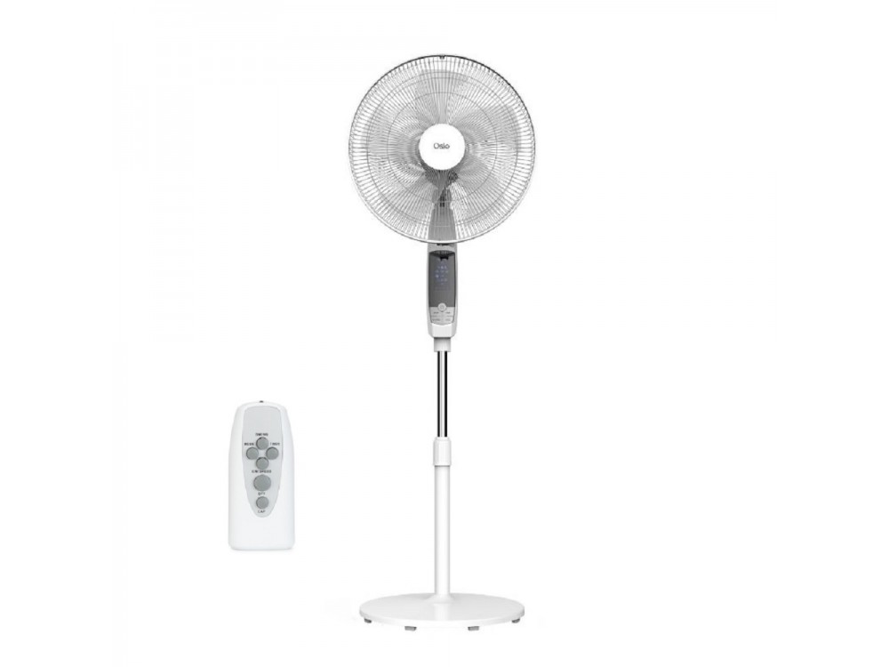 Osio OSF-9010 3-Speed ​​Floor Fan 16”, 50W, with Display & Remote Control, White