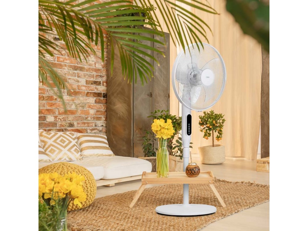 Osio OSF-9015 Silent Floor Fan 24 Speeds 24W, 16” with BLDC Motor, Display & Remote Control, White