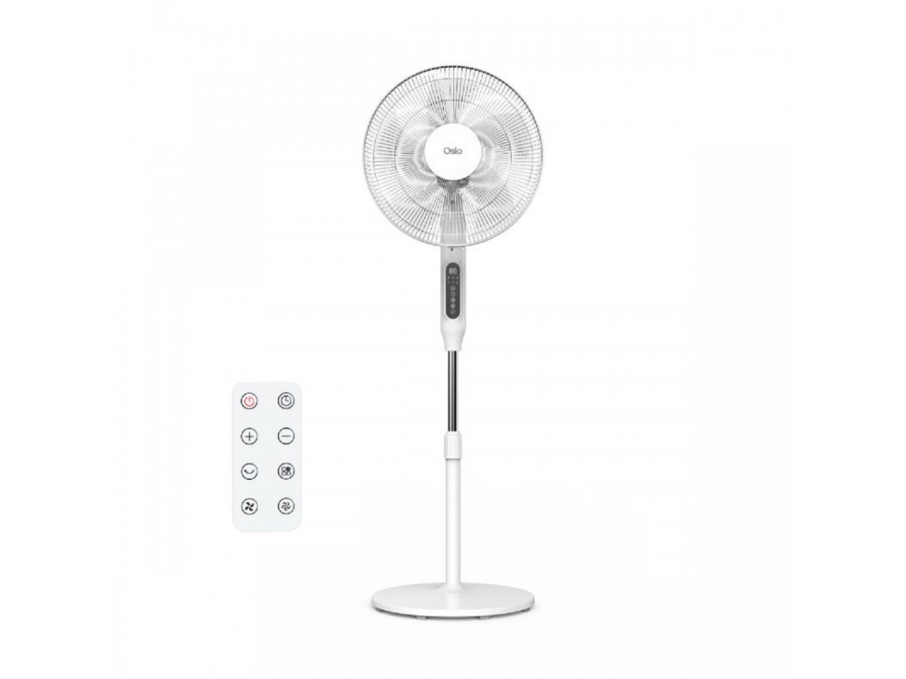 Osio OSF-9015 Silent Floor Fan 24 Speeds 24W, 16” with BLDC Motor, Display & Remote Control, White