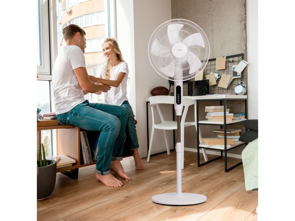 Osio OSF-9015 Silent Floor Fan 24 Speeds 24W, 16” with BLDC Motor, Display & Remote Control, White
