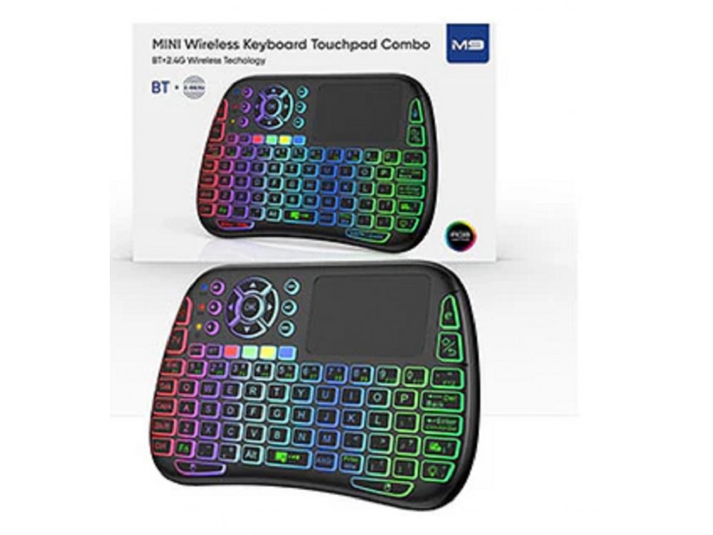 AJ Mini Wireless Keyboard RGB Backlit with Mouse Touchpad for Smart TV / Android TV Box / Smartphone / Tablet etc.