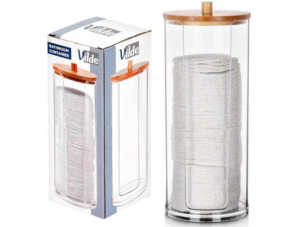 Vilde Makeup Remover Cotton Pad Case with Bamboo Lid