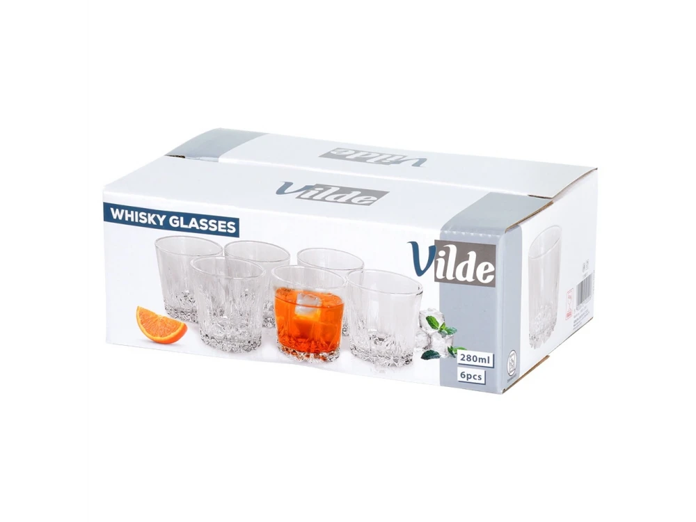 Vilde Whiskey Glasses σετ των 6τμχ 280ml, Γυάλινα