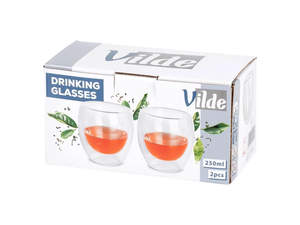 Vilde Premium Double Walled Glass, Espresso / Cappuccino Cups Set of 2 280ml Made of Double Borosilicate Glass