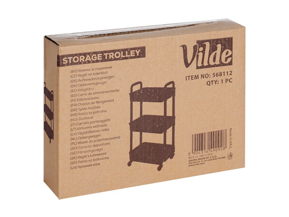 Vilde Kitchen Trolley Metal with 3 Shelves 61x30x21cm, Black