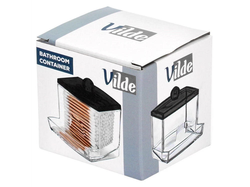 Vilde Cotton Bud & Cotton Case with Lid Black