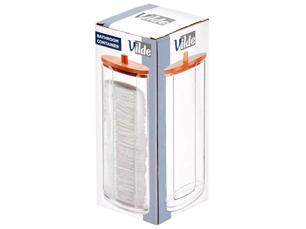 Vilde Makeup Remover Cotton Pad Case with Bamboo Lid