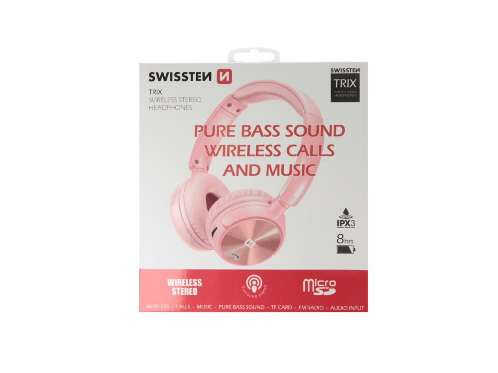 Swissten Trix Bluetooth headphones with Radio & microSD, Pink