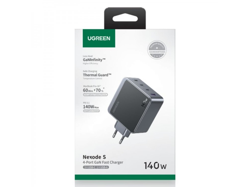 Ugreen Charger X570 GaN 140W with USB-A Port & 3 USB-C Ports, PD / QC 4.0, Grey