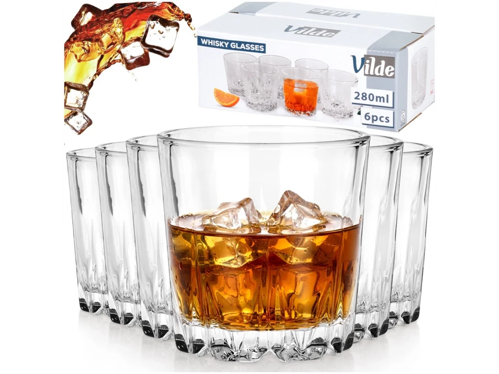 Vilde Whiskey Glasses σετ των 6τμχ 280ml, Γυάλινα