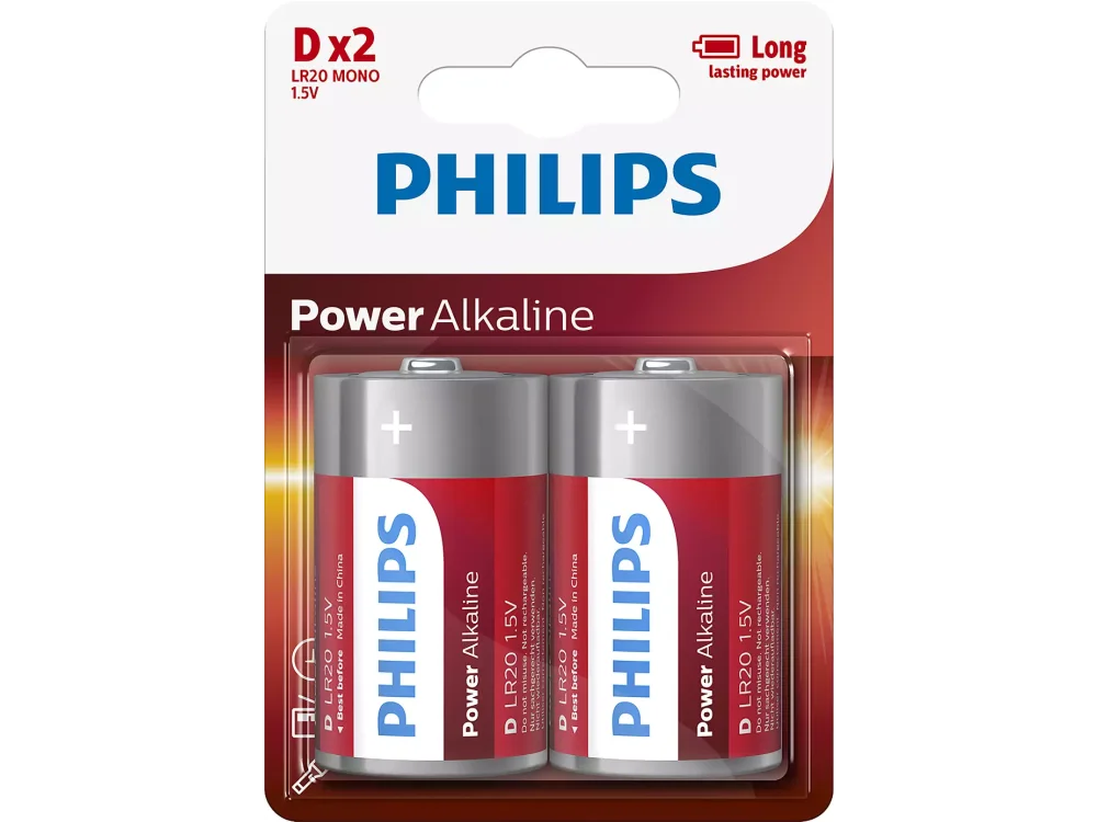 Philips D Power Αλκαλικές Μπαταρίες 1,5V LR20, 2 Τμχ.