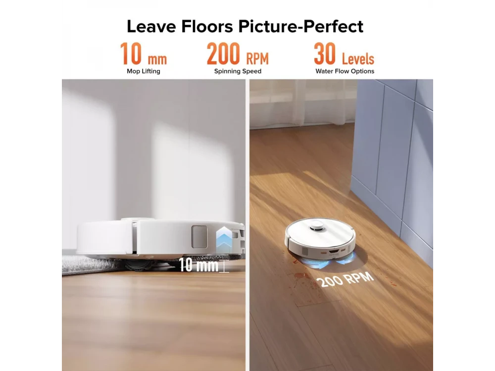 Roborock Q Revo Curv 5A1 Smart Robot Vacuum / Mopping Cleaner, 17,000Pa, & Auto Mop Lifting, White