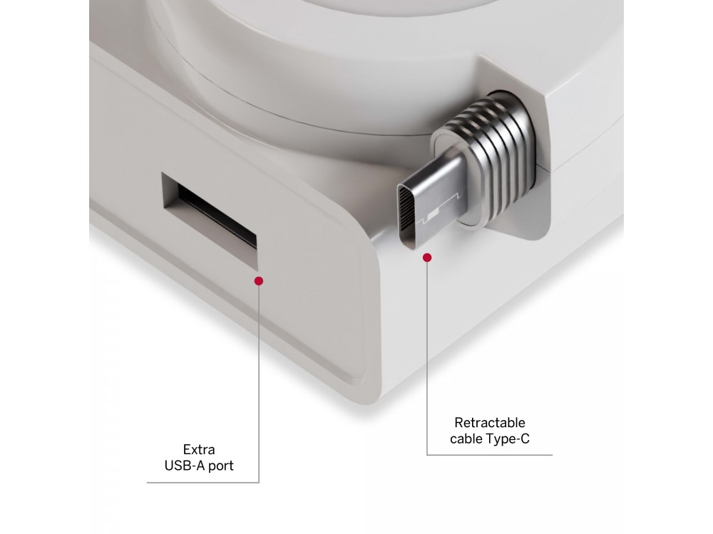 Thomson GoCharge PD 22.5W με Ενσωματωμένο Καλώδιο 90cm & USB-A Θύρα 18W QC3.0, White